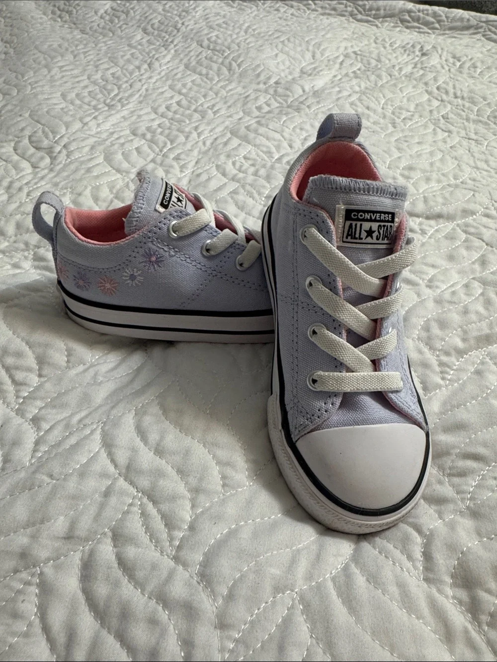 Converse Kids Light Purple Canvas Slip-On Sneakers with Pink Lining